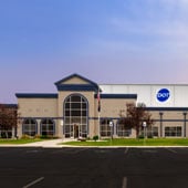 Front view of the Dot Foods Idaho distribution center and office early in the morning