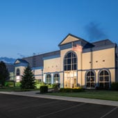 Front office view of Dot Foods Indiana's distribution center location in early evening